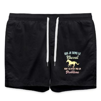 Oui Je Sens Le Cheval non ce n est pas un problème - Short de bain - noir - Devant - AI Model Male 185 light (185cm)