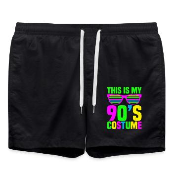 This is my 90s costume classic music lover - Swim Trunks - black - Front - AI Model Male 185 light (185cm)
