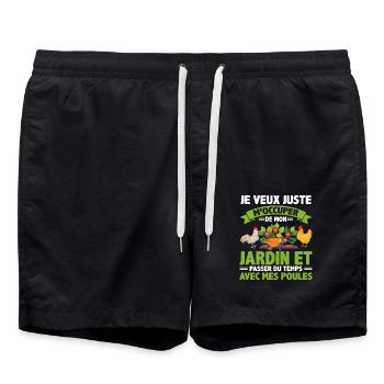 J'veux Juste M'occuper De Mon Jardin Et Mes Poules - Short de bain - noir - Devant - AI Model Male 185 light (185cm)