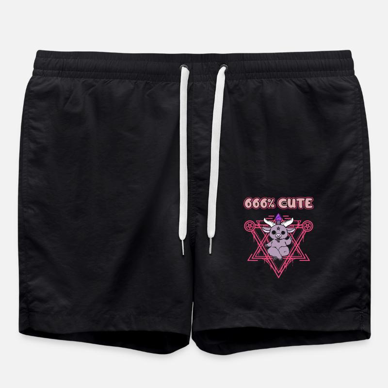 666% Mignon kawaii Satanic Goth - Short de bain - noir