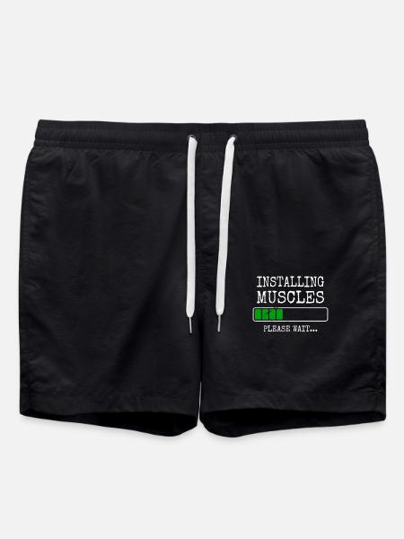 Installing Muscles Muskeln Installiert Gym Workout - Badeshorts - Schwarz