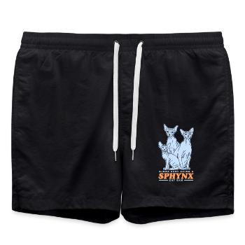 Sphynx Dad Katzenpapa Katzenbesitzer Geschenk - Badeshorts - Schwarz - Vorne - AI Model Male 185 light (185cm)