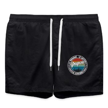 Papou L'homme Le Mythe La Légende Fête Des Pères - Short de bain - noir - Devant - AI Model Male 185 light (185cm)