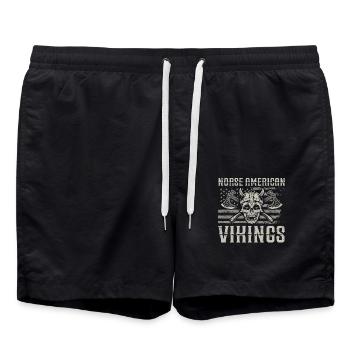 Norse American Vikings Us Independence Day - Swim Trunks - black - Front - AI Model Male 185 light (185cm)