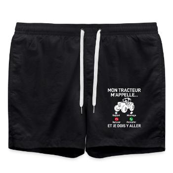 Mon Tracteur M'appelle Cadeau Tracteur Agriculteur - Short de bain - noir - Devant - AI Model Male 185 light (185cm)