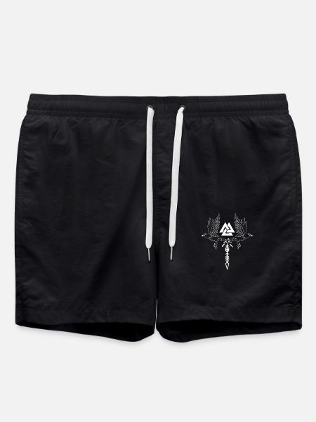 Viking Runes and Odin's Ravens - Swim Trunks - black