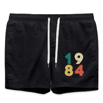 Jahrgang 1984 Rétro Vintage - Short de bain - noir - Devant - AI Model Male 185 light (185cm)