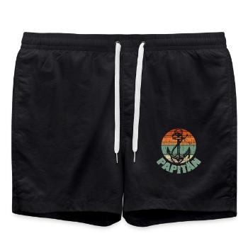 Papitän Kapitän Papa - Badeshorts - Schwarz - Vorne - AI Model Male 185 light (185cm)