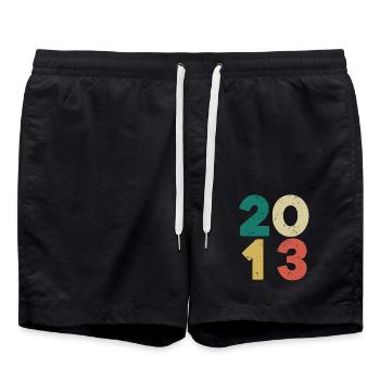 2013 - Millésime 2013 Rétro Vintage - Short de bain - noir - Devant - AI Model Male 185 light (185cm)