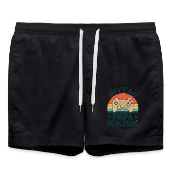 Daddy Level Unlocked - Swim Trunks - black - Front - AI Model Male 185 light (185cm)