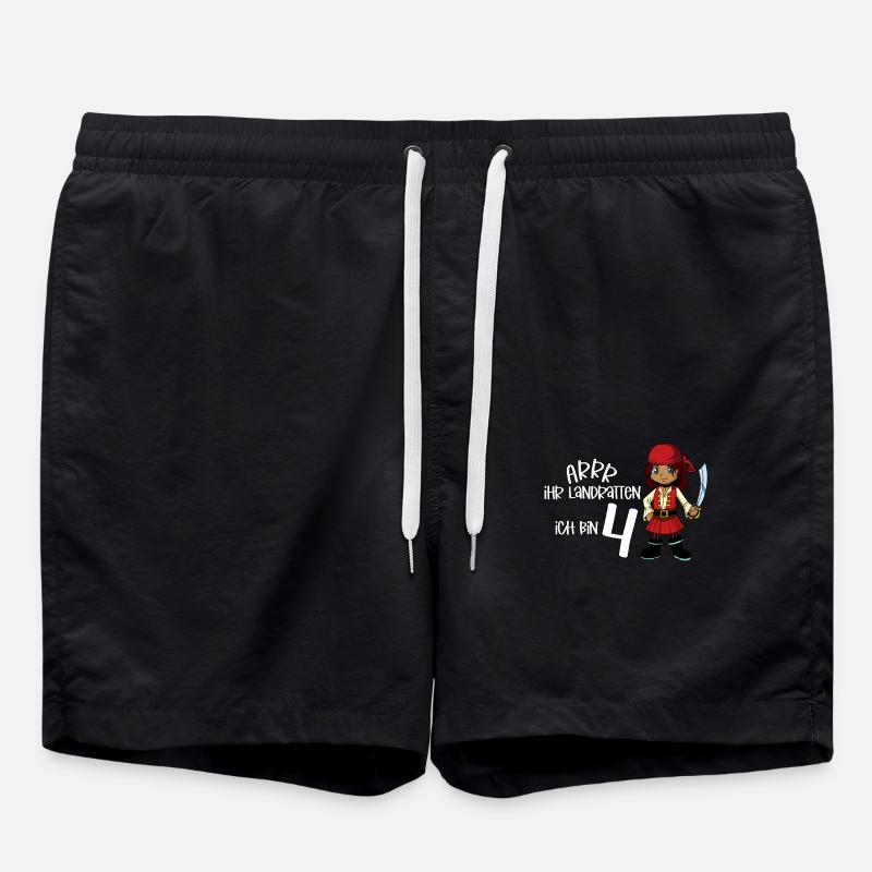 Geburtstagsshirt Pirat - 4 Geburtstag Mädchen - Badeshorts - Schwarz