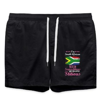 Südafrikanerin Geschenk lustiger Spruch Südafrika - Badeshorts - Schwarz - Vorne - AI Model Male 185 light (185cm)