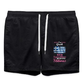 Femme grecque Superstitieuse Stitious - Short de bain - noir - Devant - AI Model Male 185 light (185cm)