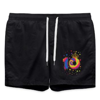 Tie-dye 10. Geburtstagsfeier 10 Jahre Alter - Badeshorts - Schwarz - Vorne - AI Model Male 185 light (185cm)