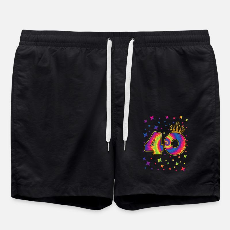 Tie-dye fête d’anniversaire 40 ans 40 ans - Short de bain - noir