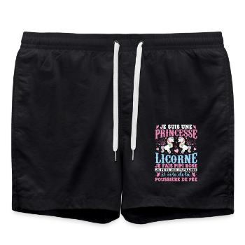 Je Suis Une Princesse Licorne - Short de bain - noir - Devant - AI Model Male 185 light (185cm)