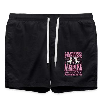 Je Suis Une Princesse Licorne - Short de bain - noir - Devant - AI Model Male 185 light (185cm)