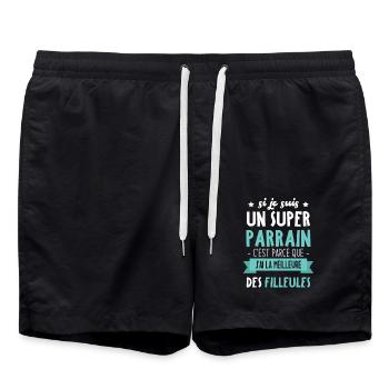 Je suis un super parrain j'ai filleules - Short de bain - noir - Devant - AI Model Male 185 light (185cm)