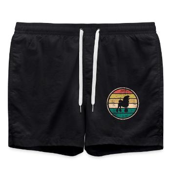 Amoureux des chiens caniche Idée cadeau vintage rétro - Short de bain - noir - Devant - AI Model Male 185 light (185cm)