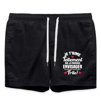 Je t'aime tellement que je pourrais donner frite - Short de bain - noir - Devant - AI Model Male 185 light (185cm)