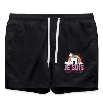 Je Ne Suis Pas Grosse Je Suis Enceinticorne - Short de bain - noir - Devant - AI Model Male 185 light (185cm)