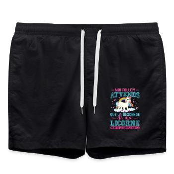 Moi Folle ? Attends Que Je Descende De Ma Licorne - Short de bain - noir - Devant - AI Model Male 185 light (185cm)