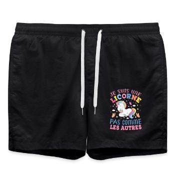 Je Suis Une Licorne Pas Comme Les Autres - Short de bain - noir - Devant - AI Model Male 185 light (185cm)