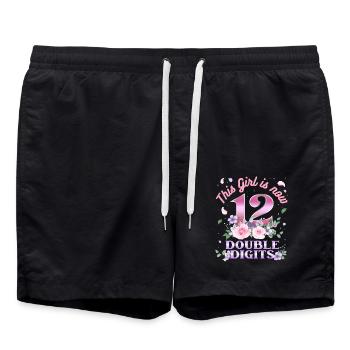 Dieses Mädchen Ist Jetzt 12 Double Digits 12. - Badeshorts - Schwarz - Vorne - AI Model Male 185 light (185cm)