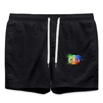 Tête colorée du furet - Short de bain - noir - Devant - AI Model Male 185 light (185cm)