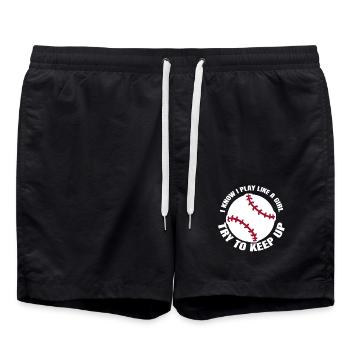 Baseball Baseball Lover Girl Jeu de baseball - Short de bain - noir - Devant - AI Model Male 185 light (185cm)