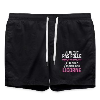 Je ne suis pas folle, j'en parle à ma licorne - Short de bain - noir - Devant - AI Model Male 185 light (185cm)