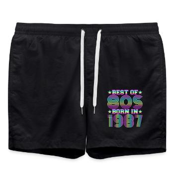 Le meilleur des années 80 Né en 1987 Vintage - Short de bain - noir - Devant - AI Model Male 185 light (185cm)