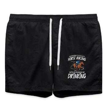 Horse Racing Riding Drinking - Swim Trunks - black - Front - AI Model Male 185 light (185cm)