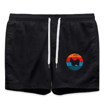 Shih Tzu amoureux des chiens Retro vintage Idée cadeau - Short de bain - noir - Devant - AI Model Male 185 light (185cm)