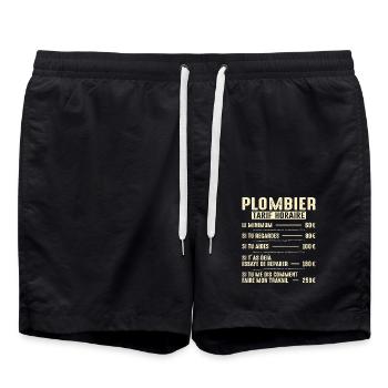 Le Tarif Horaire D'un Plombier - Short de bain - noir - Devant - AI Model Male 185 light (185cm)