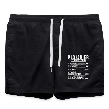 Le Tarif Horaire D'un Plombier - Short de bain - noir - Devant - AI Model Male 185 light (185cm)