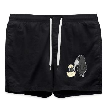 Crow with baby crow - Swim Trunks - black - Front - AI Model Male 185 light (185cm)