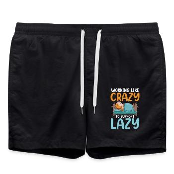 Working Like Crazy To Support Lazy - Badeshorts - Schwarz - Vorne - AI Model Male 185 light (185cm)