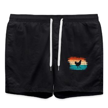 Chicken Farmer lover Retro vintage Gift idea - Swim Trunks - black - Front - AI Model Male 185 light (185cm)