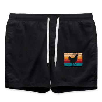 Chicken Farmer lover Retro vintage Gift idea - Badeshorts - Schwarz - Vorne - AI Model Male 185 light (185cm)