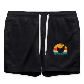 Amateur de poulet Farmer Retro vintage Idée cadeau - Short de bain - noir - Devant - AI Model Male 185 light (185cm)