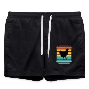 Chicken Farmer lover Retro vintage Gift idea - Swim Trunks - black - Front - AI Model Male 185 light (185cm)