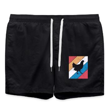 Chicken Farmer lover Retro vintage Gift idea - Swim Trunks - black - Front - AI Model Male 185 light (185cm)