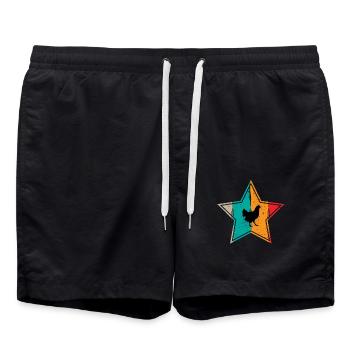 Chicken Farmer lover Retro vintage Gift idea - Badeshorts - Schwarz - Vorne - AI Model Male 185 light (185cm)