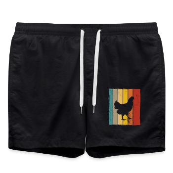 Chicken Farmer lover Retro vintage Gift idea - Badeshorts - Schwarz - Vorne - AI Model Male 185 light (185cm)