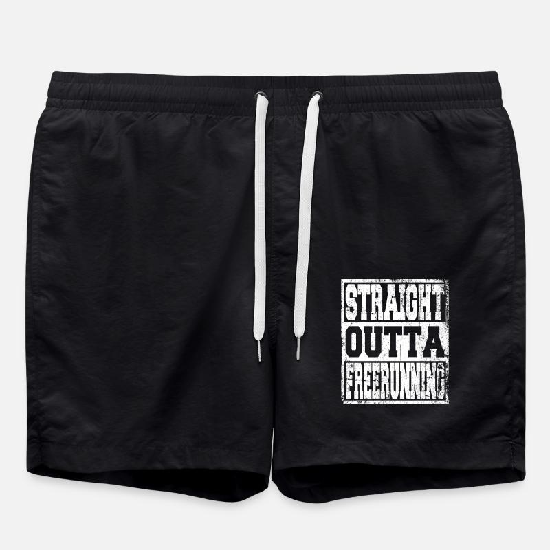 Freerunning saying funny - Swim Trunks - black