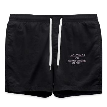 Achtung ich rekuperiere gleich - Badeshorts - Schwarz - Vorne - AI Model Male 185 light (185cm)