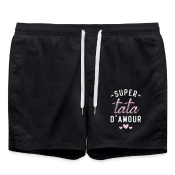 Cadeau Femme Super tata d'amour - Short de bain - noir - Devant - AI Model Male 185 light (185cm)