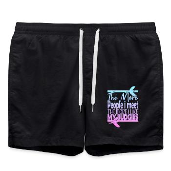 Plus je rencontre de gens, plus j’aime mes perruches - Short de bain - noir - Devant - AI Model Male 185 light (185cm)