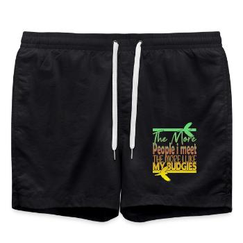Plus je rencontre de gens, plus j’aime mes perruches - Short de bain - noir - Devant - AI Model Male 185 light (185cm)